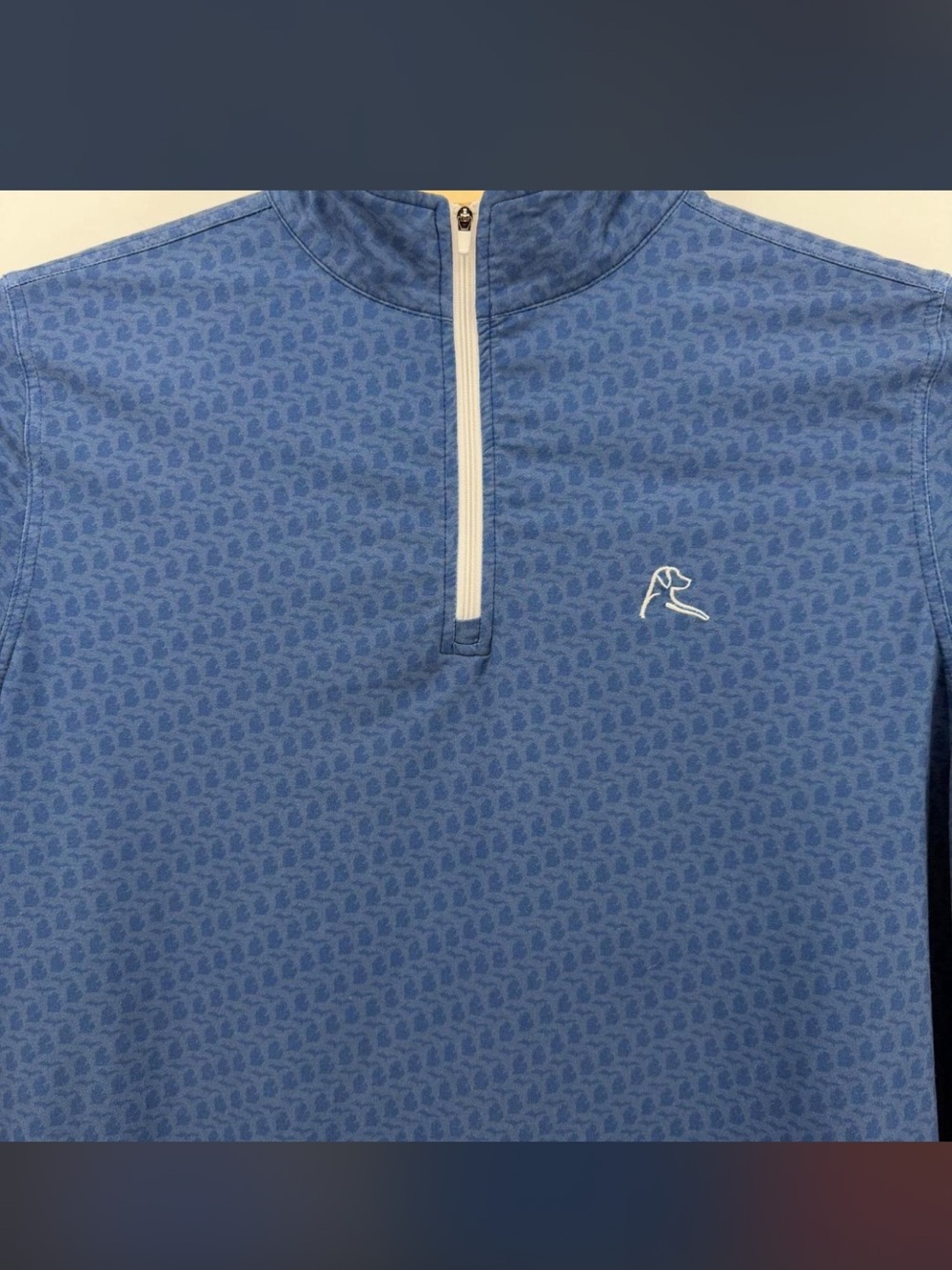 Rhoback Quarter Zip Pullover Mens S Blue Michigan Print Performance Stretch Golf